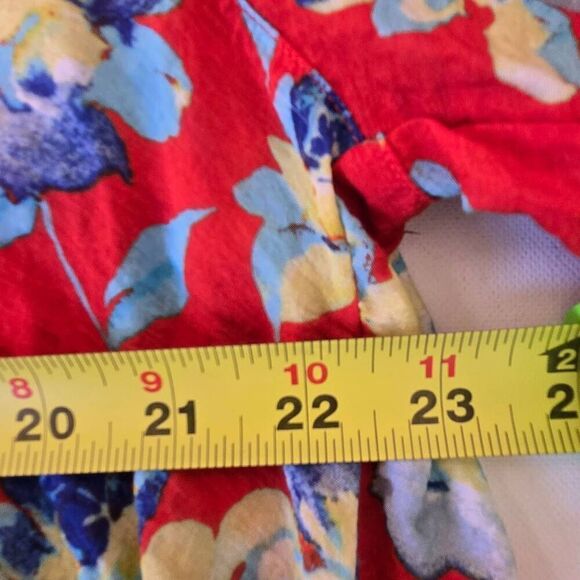 Multiples Women's Floral Long Sleeve Pleated Tunic Top Blouse Red Blue Size 1X - Picture 9 of 13